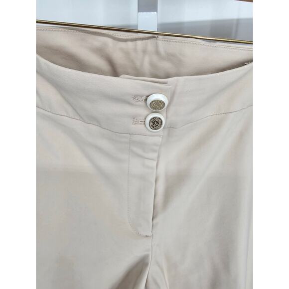 Anne Klein Women's Tan Mid Rise Button Closer Slim Leg pockets Pants Size 16 - Picture 4 of 5